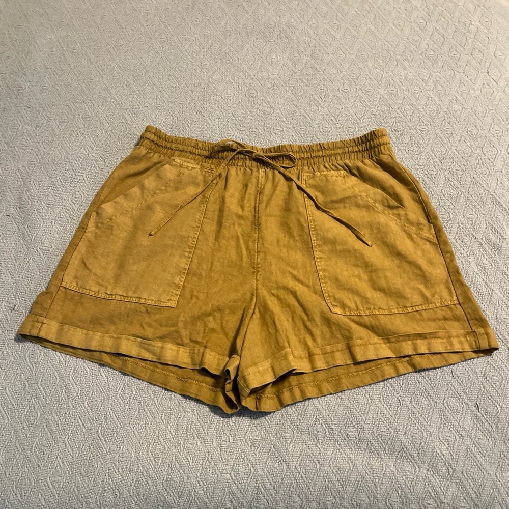 Universal Thread Army Green Linen Blend Drawstring Shorts Women’s Size Large